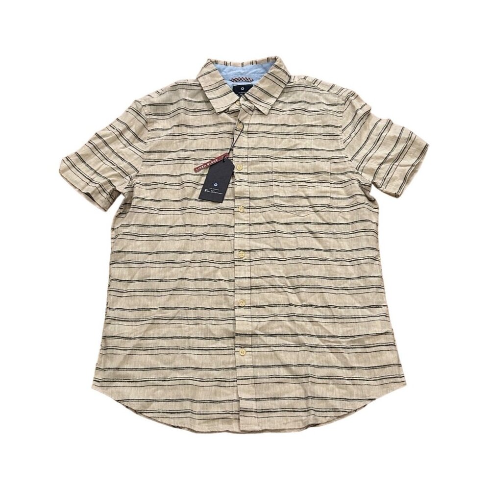 Ben Sherman Linen Blend Button Down Shirt Men's Medium NWT